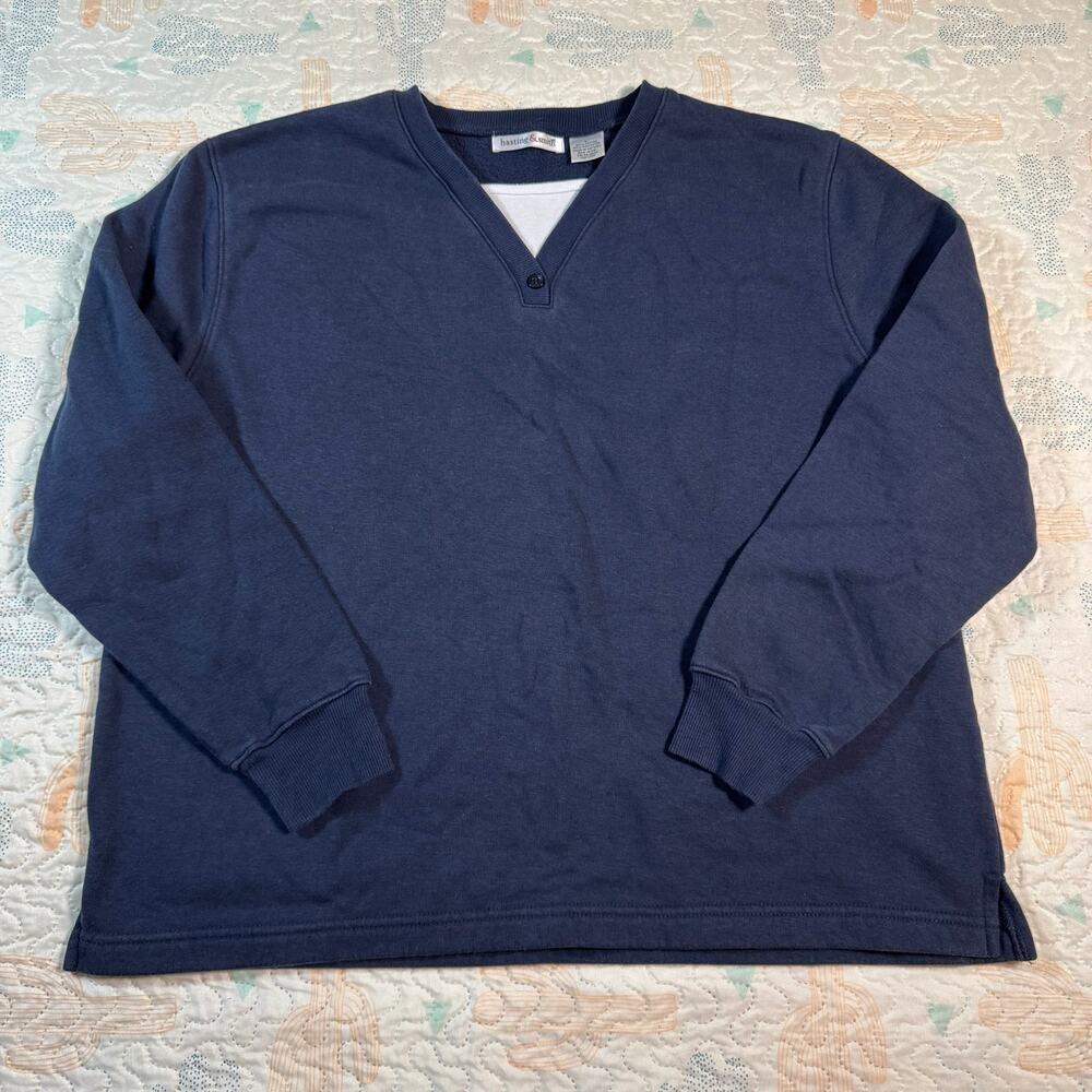 Hasting & Smith Navy V Neck Sweatshirt Women’s Large Pullover